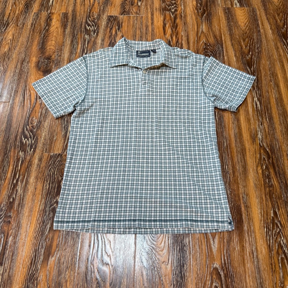 Vintage American‎ Eagle AE Mens Green Gingham Check Polo Shirt Medium Cotton M